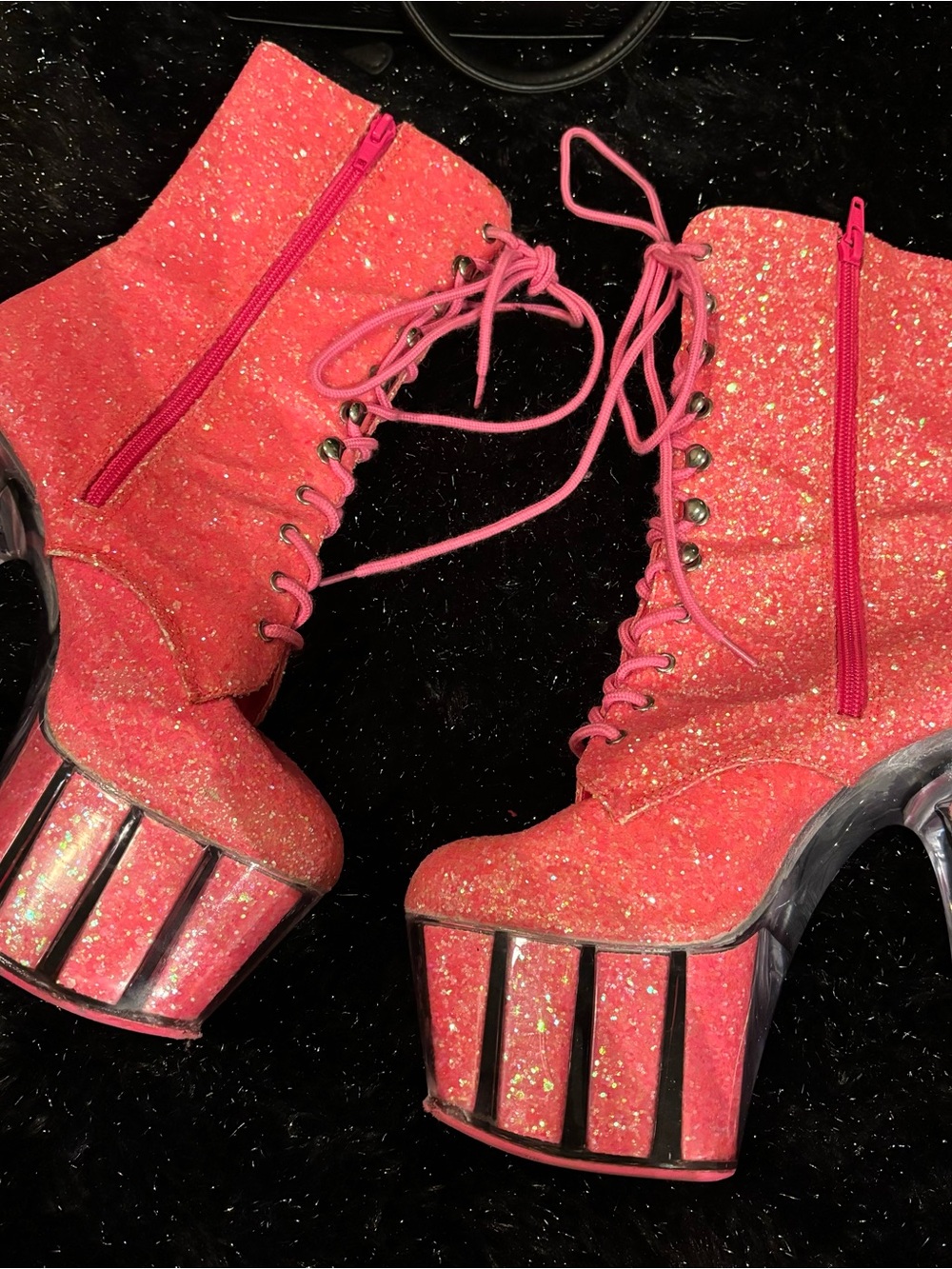 Hot Pink Glitter Pleaser Heels Adore-1020G